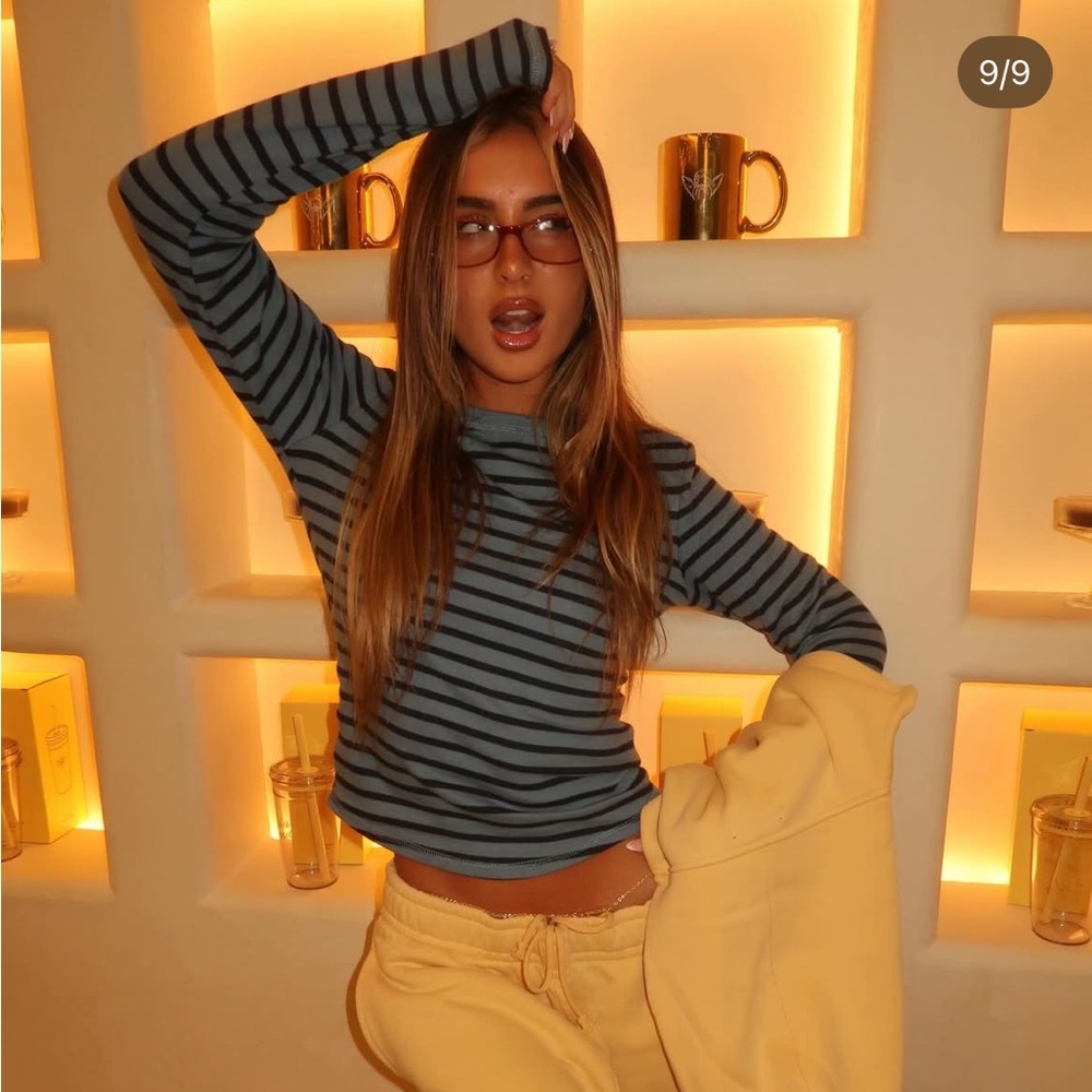 Pacsun Your Favorite Jamie Striped Long Sleeve Crew Neck Top